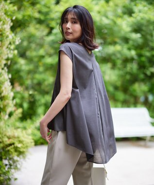 ANY 【洗濯機可能】シルキーソフトブラウス チャコール