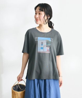 CRAFT STANDARD BOUTIQUE ラメ天竺フォトプリントTEE Charcoal Gray