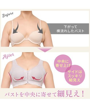 BRADELIS New York 【BRADELIS NewYork peace】細みえフロントファスナー綿混ブラ25 ノンワイヤー 補正 ブラジャー 脇高でコンパクト 小さく見せる グレージュ