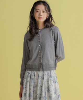 組曲 コットンニット カーディガン ライトグレー系