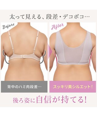 BRADELIS New York 【BRADELIS NewYork peace】細みえフロントファスナー綿混ブラ25 ノンワイヤー 補正 ブラジャー 脇高でコンパクト 小さく見せる グレージュ