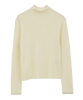 Green Parks チクチクしないリブタートルニットプルオーバー Ecru