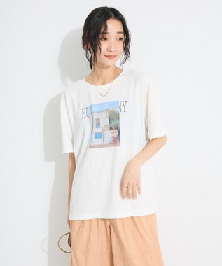 CRAFT STANDARD BOUTIQUE ラメ天竺フォトプリントTEE Off White