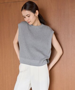 UNFILO 【洗える】ミニケーブル ニットベスト グレー