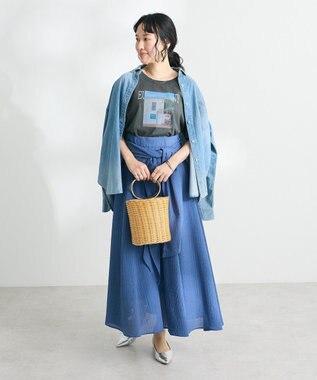 CRAFT STANDARD BOUTIQUE ラメ天竺フォトプリントTEE Charcoal Gray