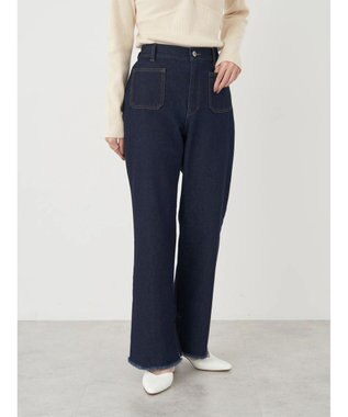 earth music&ecology フロントポケットフレアデニム Indigo