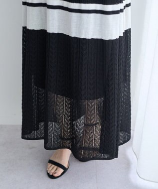 YECCA VECCA 【尾崎紗代子さん着用】透かし編みニットワンピース Black