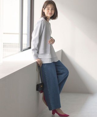 組曲 スウェットライクニットブルゾン ライトグレー系