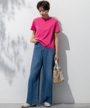 23区 【洗える】ハイエンド クルーネック Tシャツ マゼンタ系