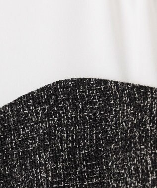 ANY SIS L 【洗える】ツイードコンビ ワンピース ブラック系