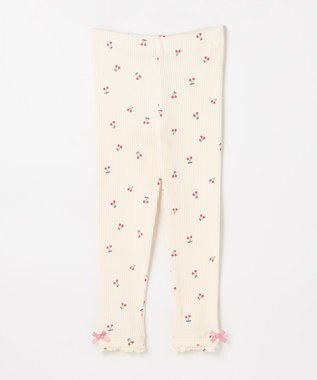 ANY KIDS 総柄テレコ レギンス エクリュ×サクランボ