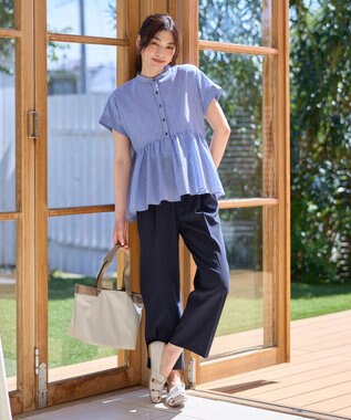 ANY L 【洗濯機可/セットアップ可/UVケア/速乾/イージーケア】サラサラテックリネンパンツ ネイビー