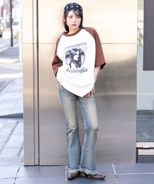 WEGO 【ユニセックス着用ITEM】ラグラングラフィックBIG　T（SS） ブラウン