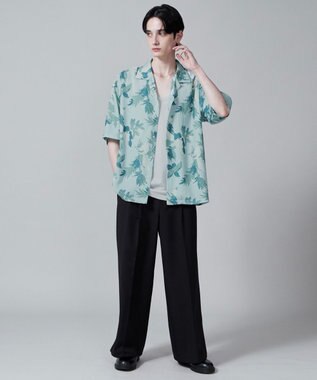 WEGO 【ユニセックス着用ITEM/MLサイズ展開】トロミアロハシャツ（S） サックス