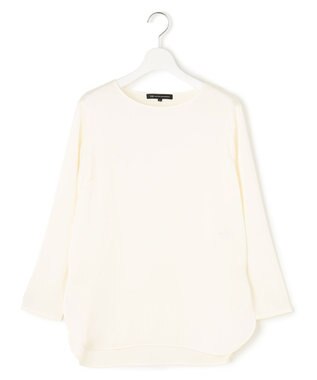 23区 L 【洗える】サテン ロングスリーブ Tシャツ アイボリー系