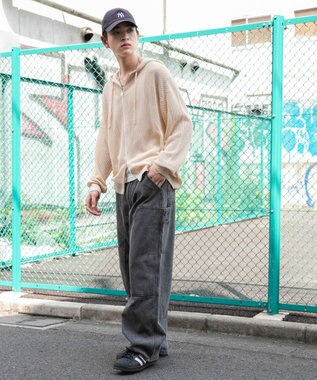 WEGO 【ユニセックス着用ITEM】メッシュニットZIPパーカー ホワイトアイボリー