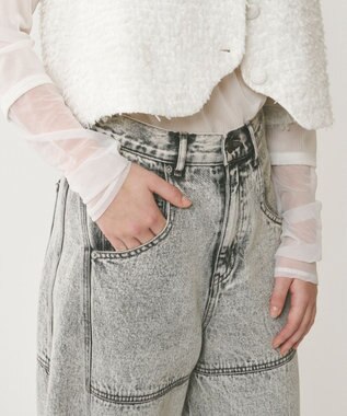 GRACE CONTINENTAL ライン切替デニムパンツ グレー