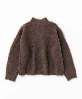 UNFILO 【洗える】アルパカシャギー ハイネッククロップドニット ブラウン