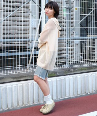 WEGO 【ユニセックス着用ITEM】メッシュニットZIPパーカー ホワイトアイボリー