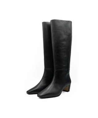 APOM イタリアンカーフ スクエアトゥワイドシャフトロングブーツ45 ブラック