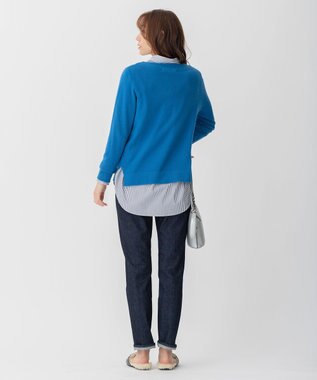 自由区 【洗える】ピュアカシミヤミルド ボートネック プルオーバー ブルー系