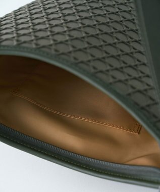 MIYABIYA LAQUOH【撥水加工】篭目柄エンボスボンディング ポケットショルダー モスグリーン