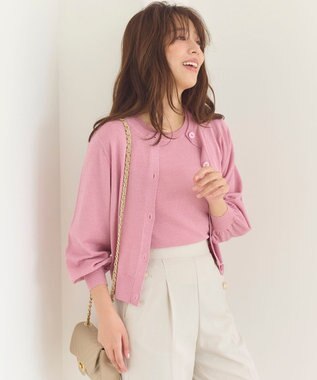 Feroux 【洗える】ラメニットカーディガン ピンク系