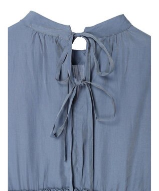 CRAFT STANDARD BOUTIQUE 後リボン切替ギャザーチュニックブラウス Blue