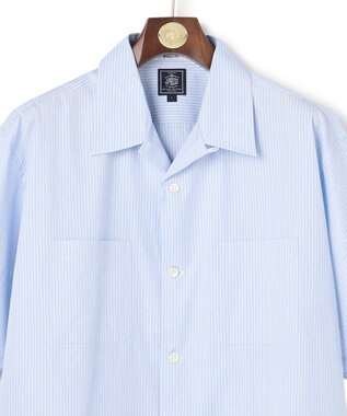 J.PRESS MEN 【J.PRESS ORIGINALS】Broad Stripe Open Half Sleeve Shirt / Baggy-Fit サックスブルー系1