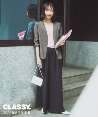 ICB 【CLASSY.掲載】ドレープツイル ボリュームワイドパンツ