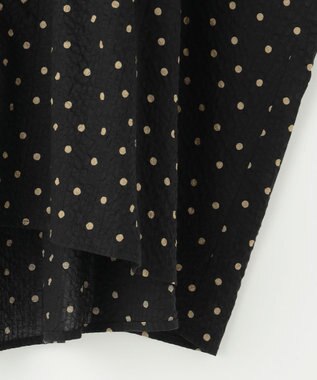 自由区 L 【17号サイズまで展開・WEB限定】コットンサッカープリント ブラウス ブラック×ブラウン