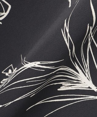 23区 【洗える】ラインフラワープリント ワイドパンツ ブラックプリント