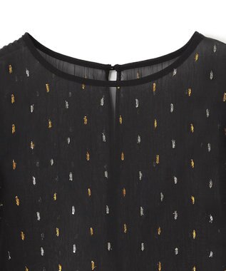 UNFILO ラメリンクルシフォン ブラウス ブラック