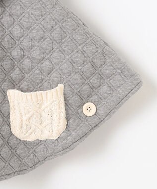 組曲 KIDS 【90㎝】くま耳 キルトマント グレー系