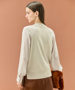 BEIGE， 【WEB限定・洗える】LECERF / 異素材ドッキングストレッチニット Greige