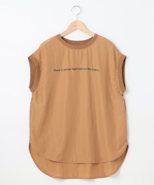 SHARE PARK LADIES ライトタッチ裾テールロゴTシャツ キャメル系