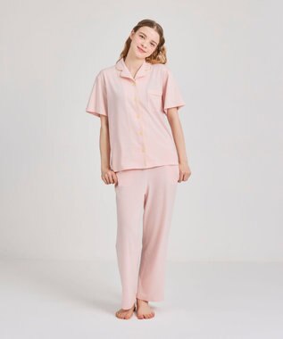 une nana cool 【綿100%】スビン天竺 半袖開襟パジャマ MADE WITH LIBERTY FABRIC ピンク