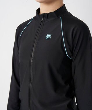 OP／FILA 【FILA】スタンドカラー長袖フルジップラッシュガード ブラック×サックス