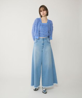 GRACE CONTINENTAL フリンジニットzipカーディガン ブルー