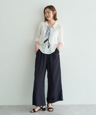 YECCA VECCA 【セットアップ対応】ストライプ柄ワイドパンツ Brown