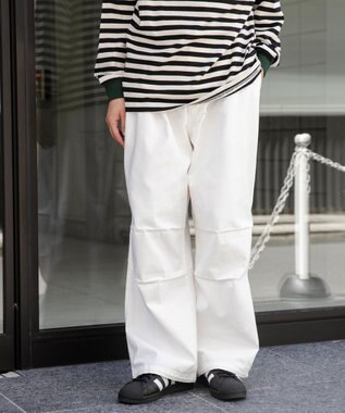 WEGO バックサテンワイドミリタリーパンツ ホワイト