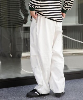 WEGO バックサテンワイドミリタリーパンツ ホワイト