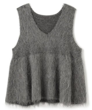 UNFILO 【野呂佳代さん着用】アルパカシャギー ペプラムジレ チャコール