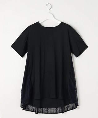 自由区 【WEB限定・洗える・XSサイズあり】レースコンビ カットソー ネイビー系