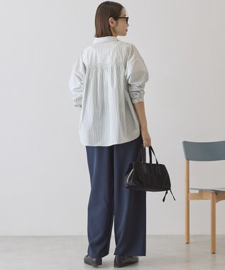 AMERICAN HOLIC 【イージーケア】バックギャザースキッパーシャツ Stripe Ivory