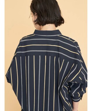 AMERICAN HOLIC ドビーストライプシャツチュニック Stripe Navy