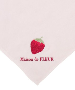 Maison de FLEUR いちご刺繍タオルハンカチ Pink