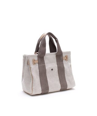 A.D.M.J. リネンラメクロス/前金具付トート32cm(Dカン＋) SILVER