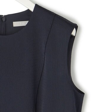 ICB 【洗える】 ストレッチハンマーサテン ノースリーブワンピース ネイビー系