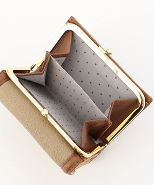 UNBILLION ペルケ perche トリミング配色外ガマ二つ折り財布 ミックスオーク